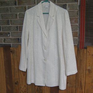 100% Silk Cream White Longline Vintage Blazer Jacket